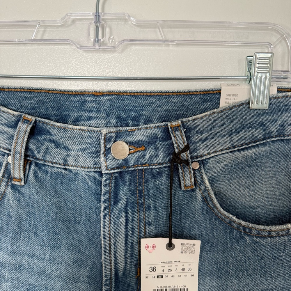 NWT zara zw collection wide leg low rise jeans - 27 runs big - Picture 4 of 10